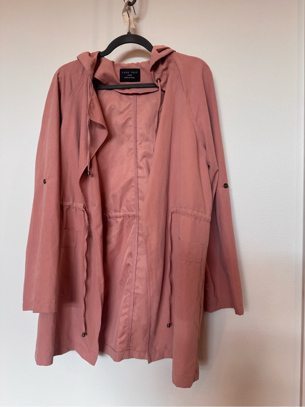 Love Tree Dusty Rose Hooded Trench Coat
